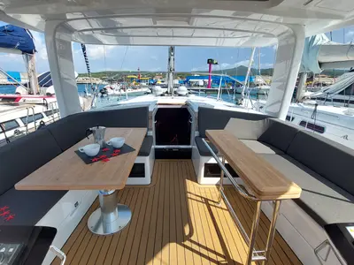 Deck of La Mariacristina, a Hanse 460 sailboat at Rosignano Solvay, Italy