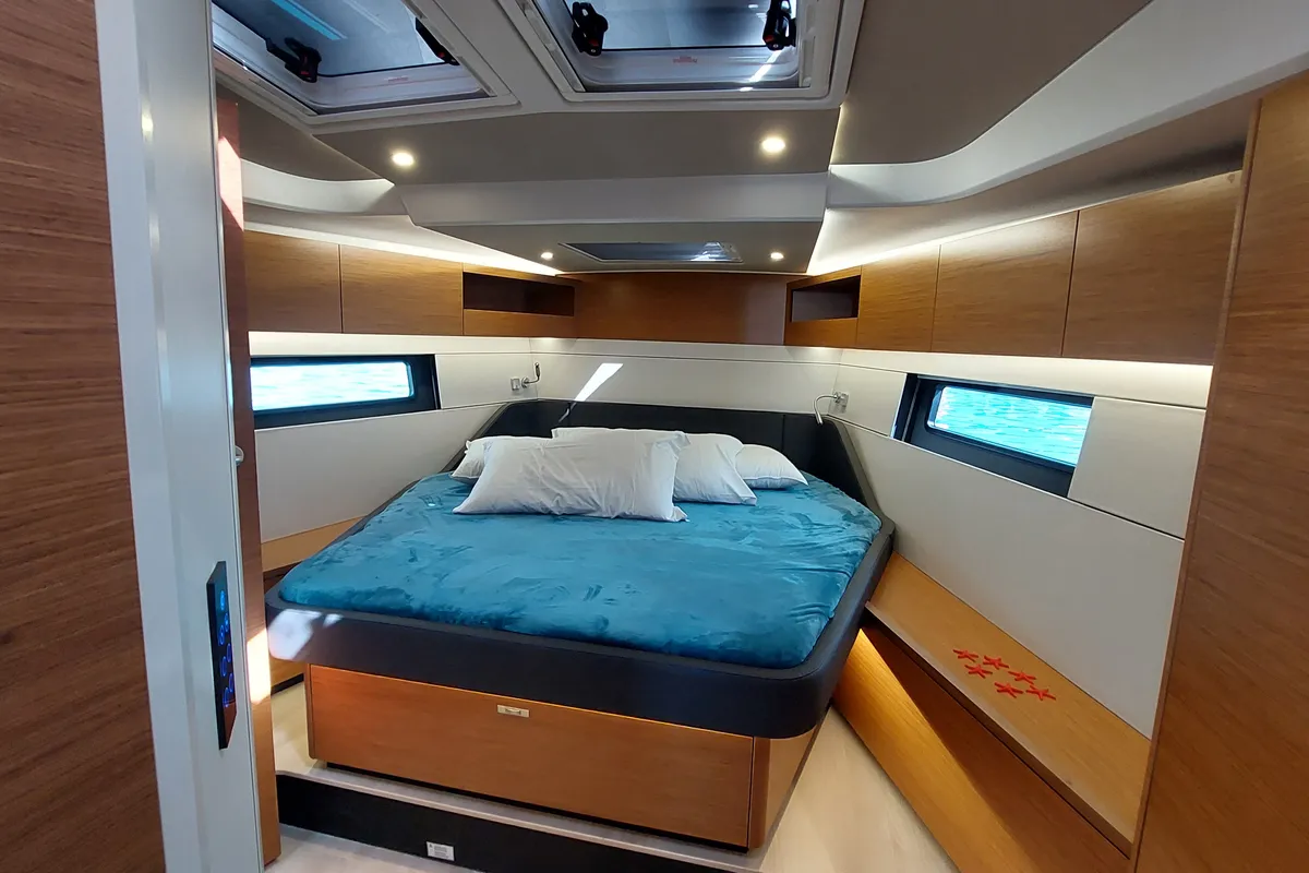 Cabin on La Mariacristina, a Hanse 460 sailboat at Rosignano Solvay, Italy