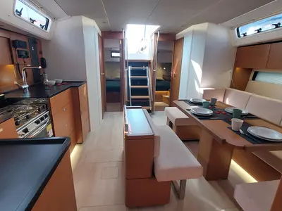 Galley of La Mariacristina, a Hanse 460 sailboat at Rosignano Solvay, Italy