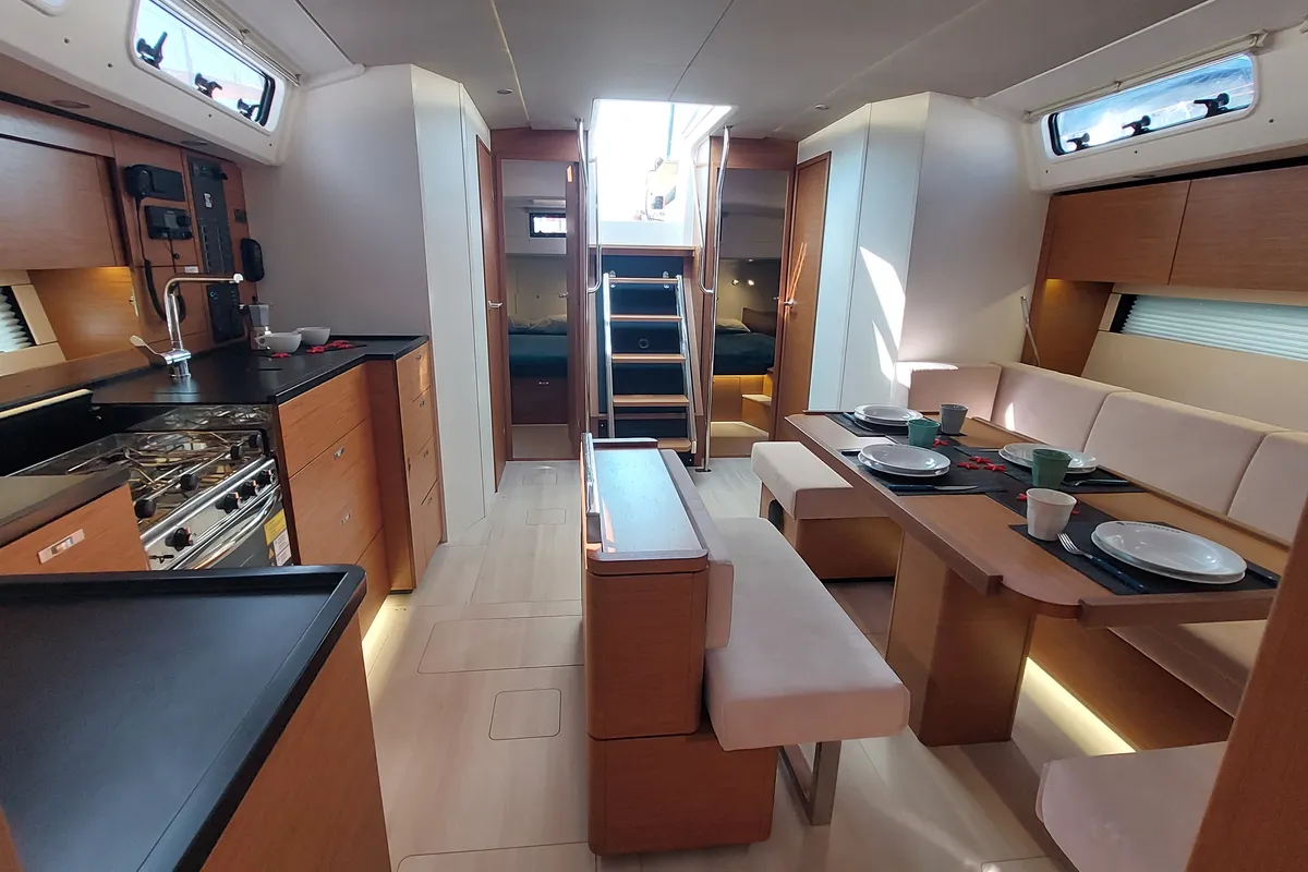 Galley of La Mariacristina, a Hanse 460 sailboat at Rosignano Solvay, Italy