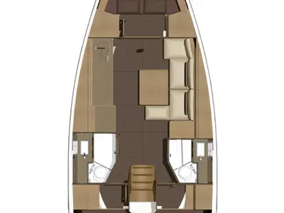 Floor plan of Prince Folegandros, a Dufour 382 GL sailboat at Athens, Greece