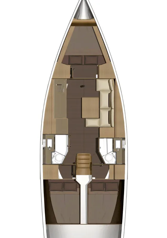 Floor plan of Prince Folegandros, a Dufour 382 GL sailboat at Athens, Greece
