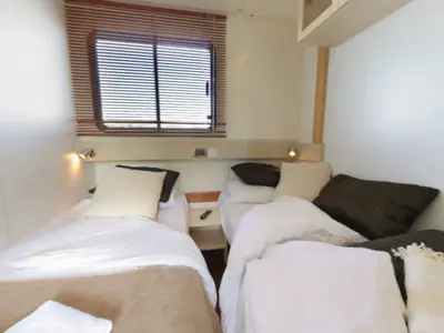 Cabin on Cygnet Vision 4, a motorboat at Castelnaudary, France