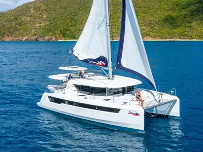 Exterior view of Moorings 4600 - 4 Exclusive Plus, a Leopard 46 catamaran at Nassau, Bahamas