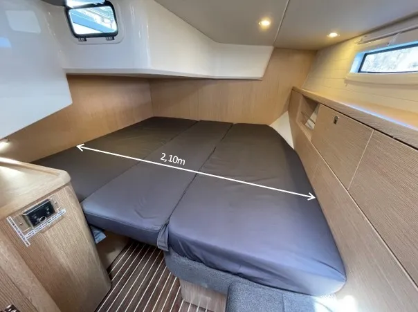 Cabin on Adonis, a Bavaria Vision 42 sailboat at Preveza, Greece