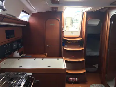 Galley of Azorean Dream, a Dufour 405 Grand Large sailboat at São Pedro, Portugal