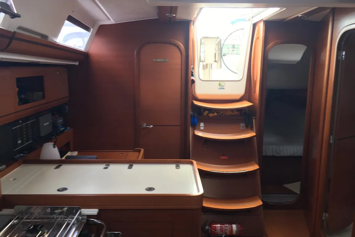 Galley of Azorean Dream, a Dufour 405 Grand Large sailboat at São Pedro, Portugal