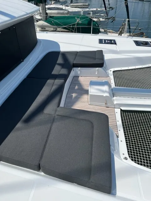 Deck of Shilouette, a Lagoon 50 catamaran at Athens, Greece