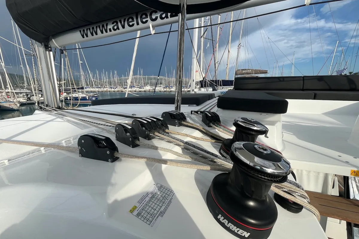 Why not 21, a Lagoon 43 catamaran at Municipal Unit of Lefkada, Greece