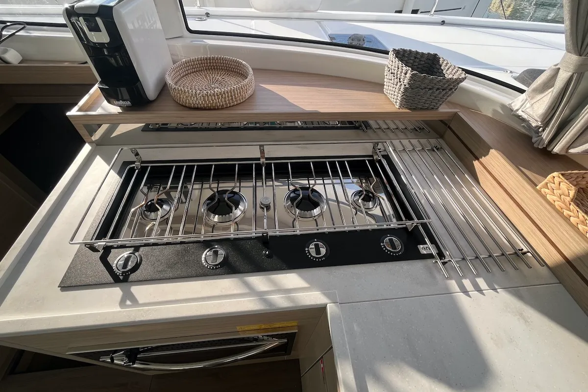 Galley of Why not 21, a Lagoon 43 catamaran at Municipal Unit of Lefkada, Greece