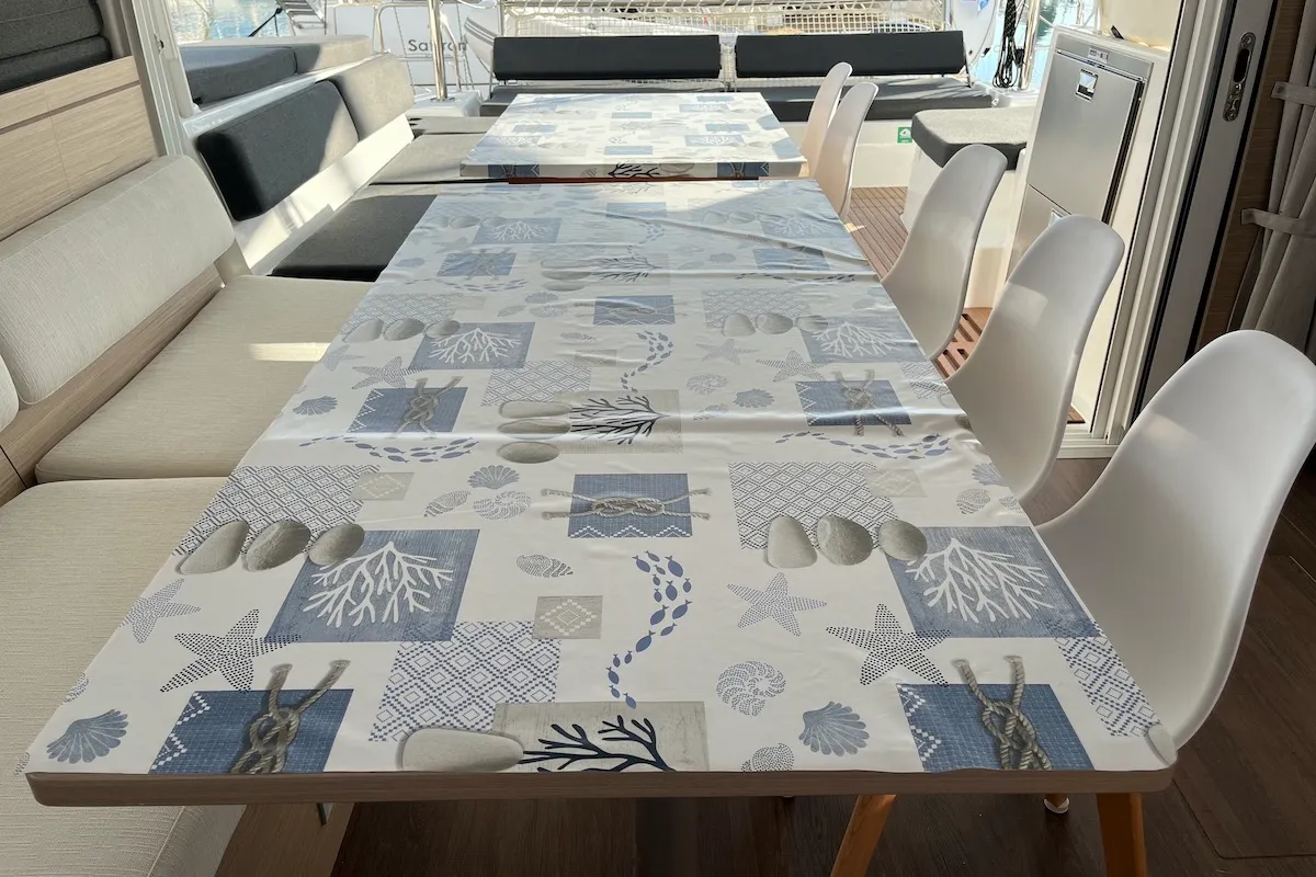 Deck of Why not 21, a Lagoon 43 catamaran at Municipal Unit of Lefkada, Greece