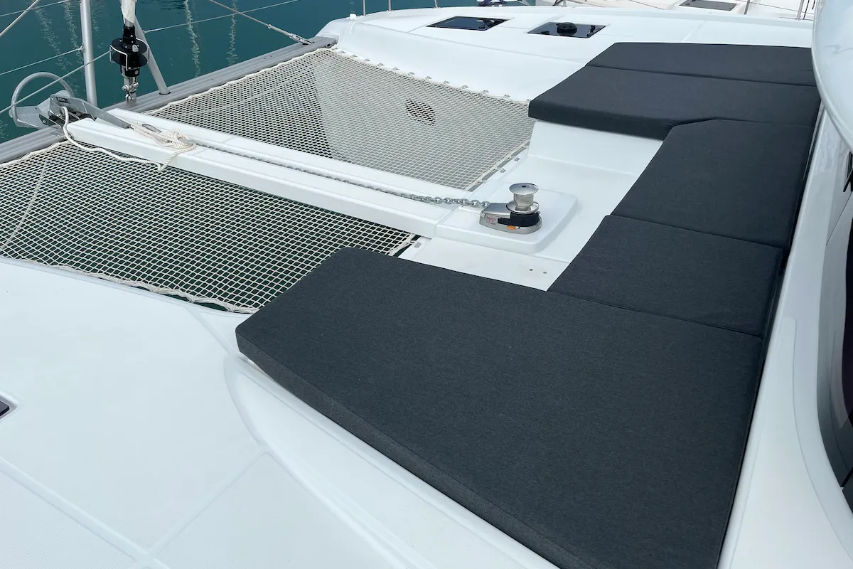 Deck of Why not 21, a Lagoon 43 catamaran at Municipal Unit of Lefkada, Greece