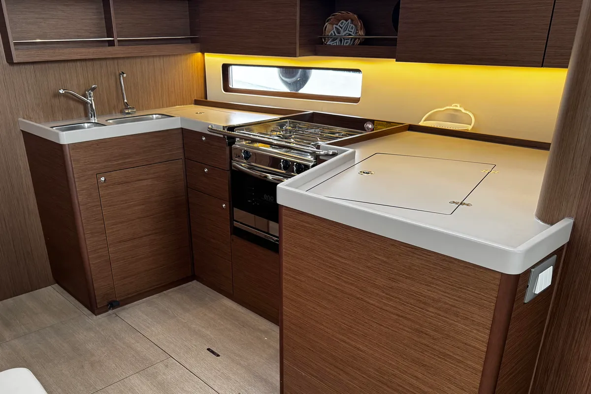 Galley of Bruna, a Beneteau Oceanis 40.1 sailboat at Grad Biograd na Moru, Croatia