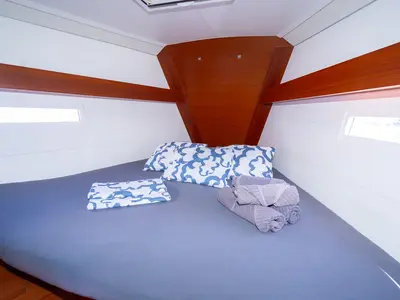 Cabin on Apus, a Dufour 412 GL sailboat at Pula, Croatia