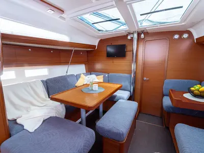 Salon of Apus, a Dufour 412 GL sailboat at Pula, Croatia