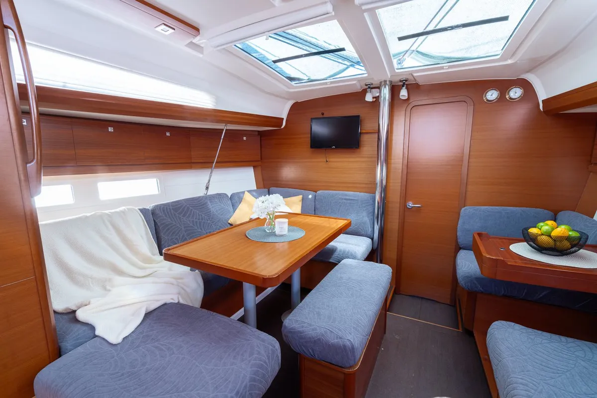 Salon of Apus, a Dufour 412 GL sailboat at Pula, Croatia