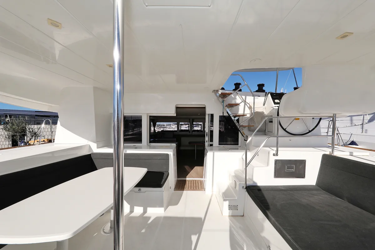 Deck of Adriatic Queen, a Lagoon 450 S catamaran at Grad Biograd na Moru, Croatia