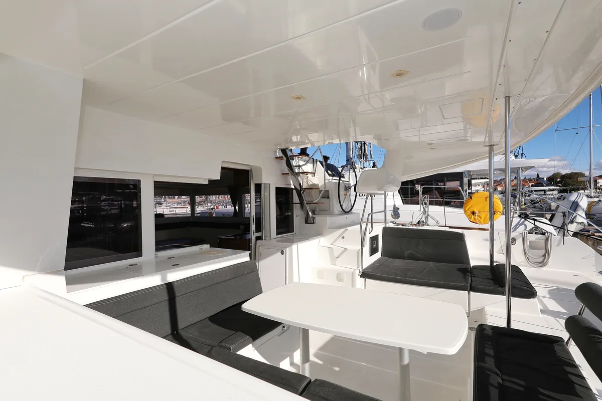 Deck of Adriatic Queen, a Lagoon 450 S catamaran at Grad Biograd na Moru, Croatia