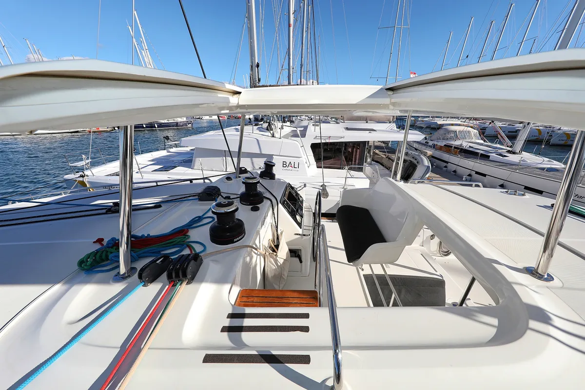 Cockpit of Adriatic Queen, a Lagoon 450 S catamaran at Grad Biograd na Moru, Croatia