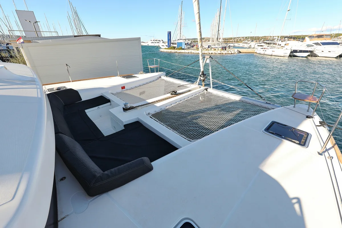 Exterior view of Adriatic Queen, a Lagoon 450 S catamaran at Grad Biograd na Moru, Croatia