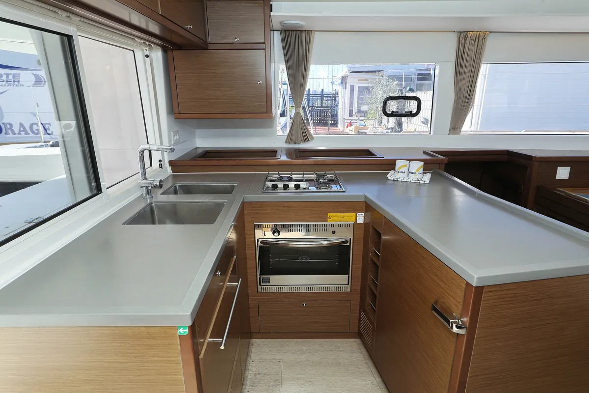 Galley of Adriatic Queen, a Lagoon 450 S catamaran at Grad Biograd na Moru, Croatia