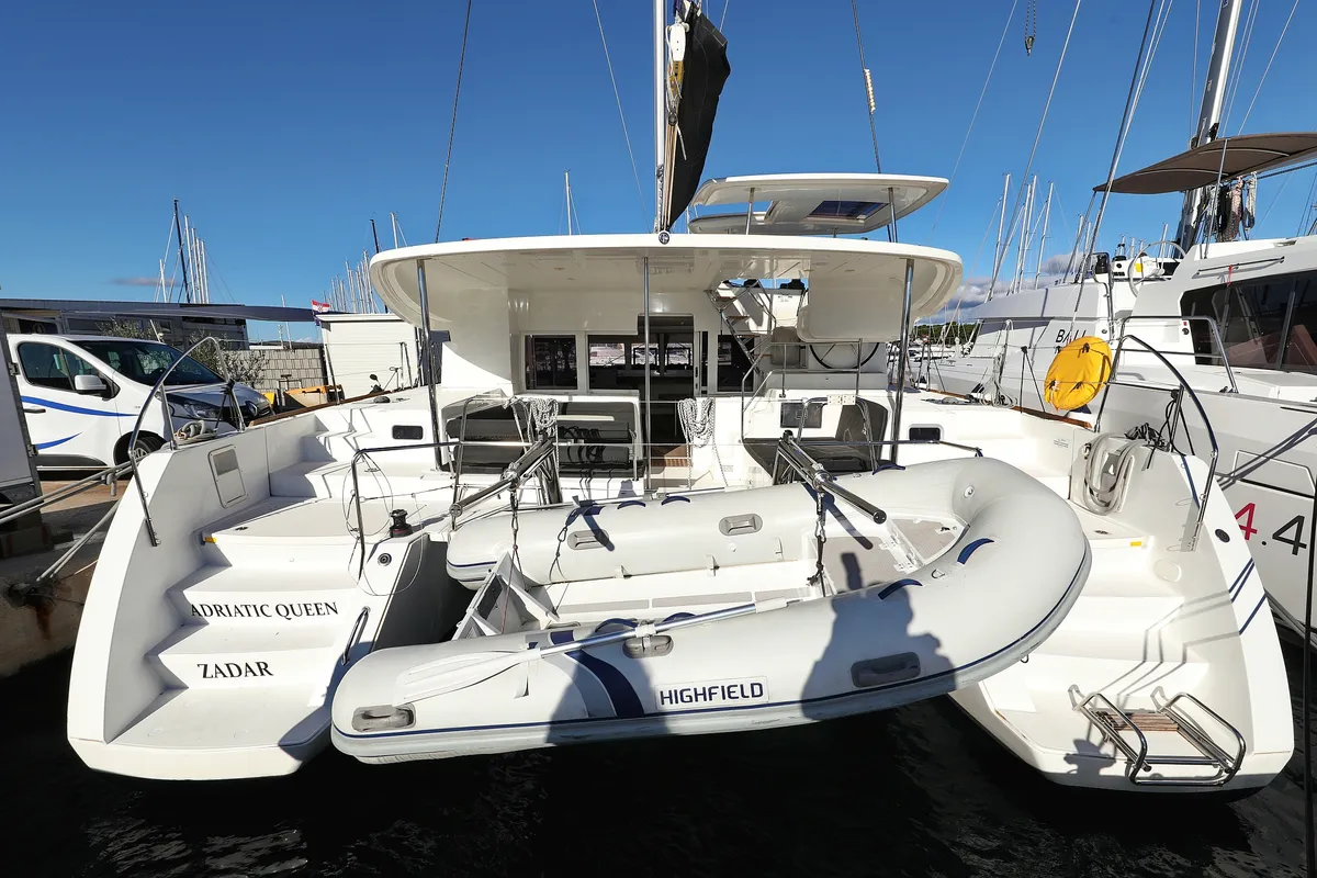 Exterior view of Adriatic Queen, a Lagoon 450 S catamaran at Grad Biograd na Moru, Croatia