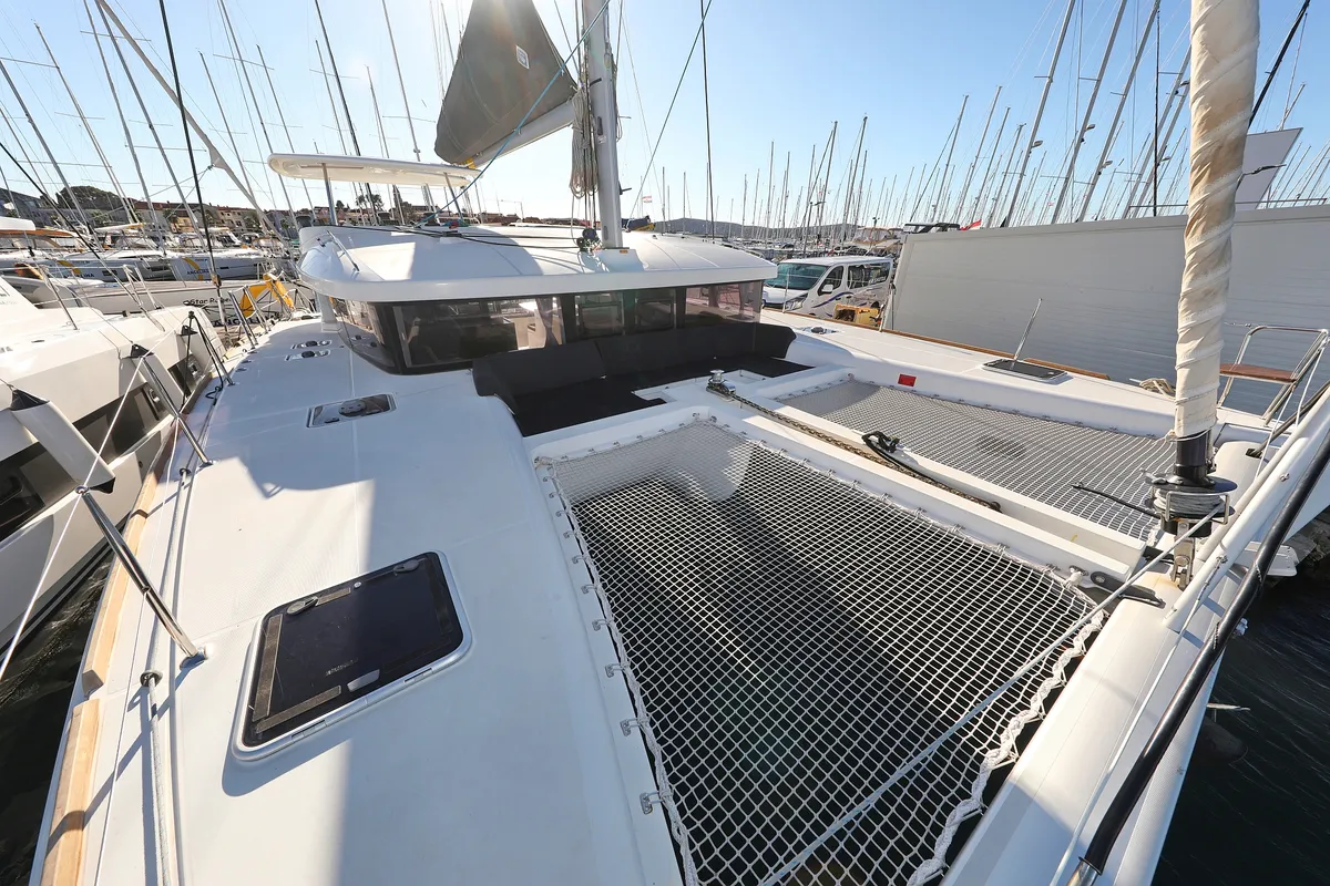 Deck of Adriatic Queen, a Lagoon 450 S catamaran at Grad Biograd na Moru, Croatia