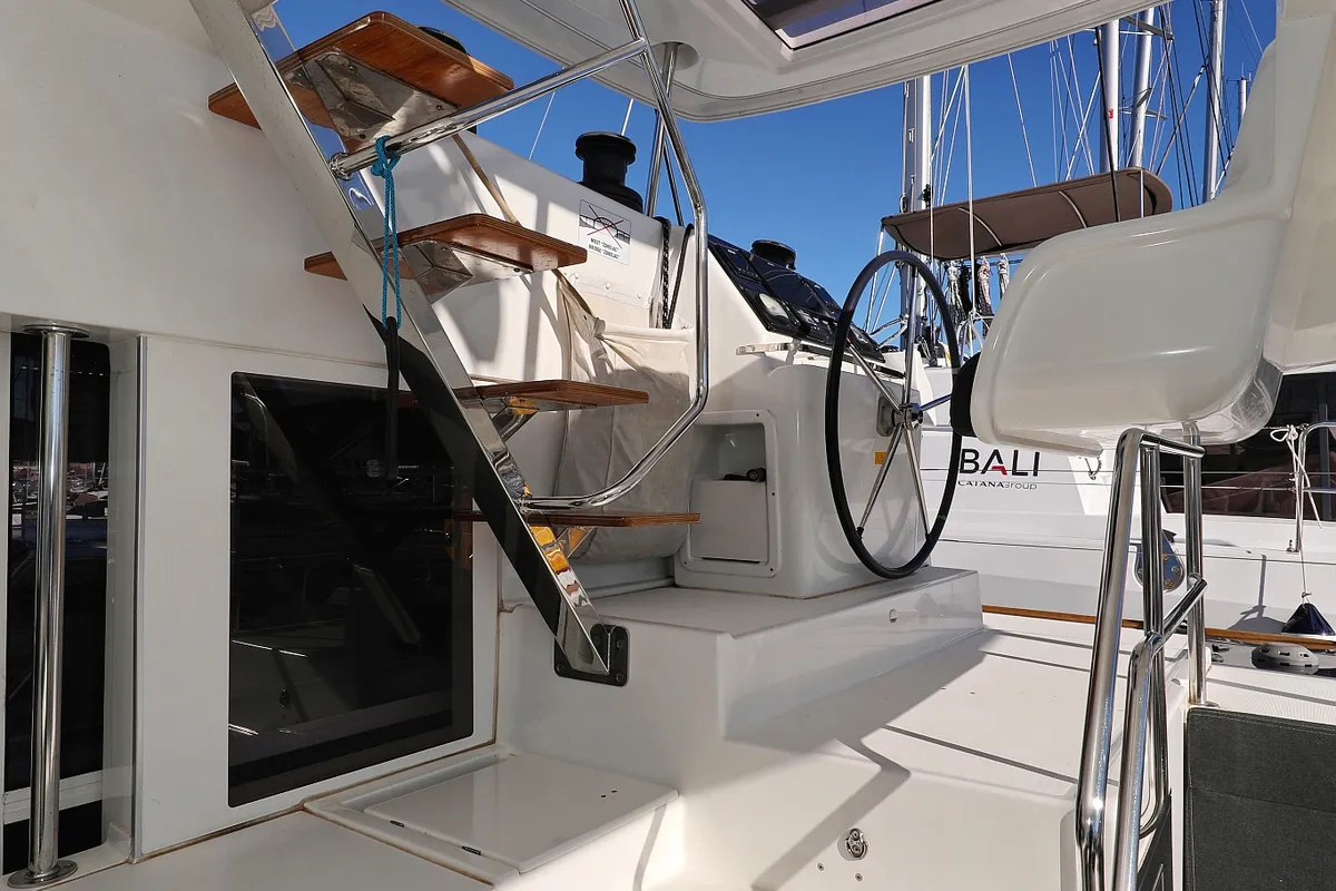 Cockpit of Adriatic Queen, a Lagoon 450 S catamaran at Grad Biograd na Moru, Croatia