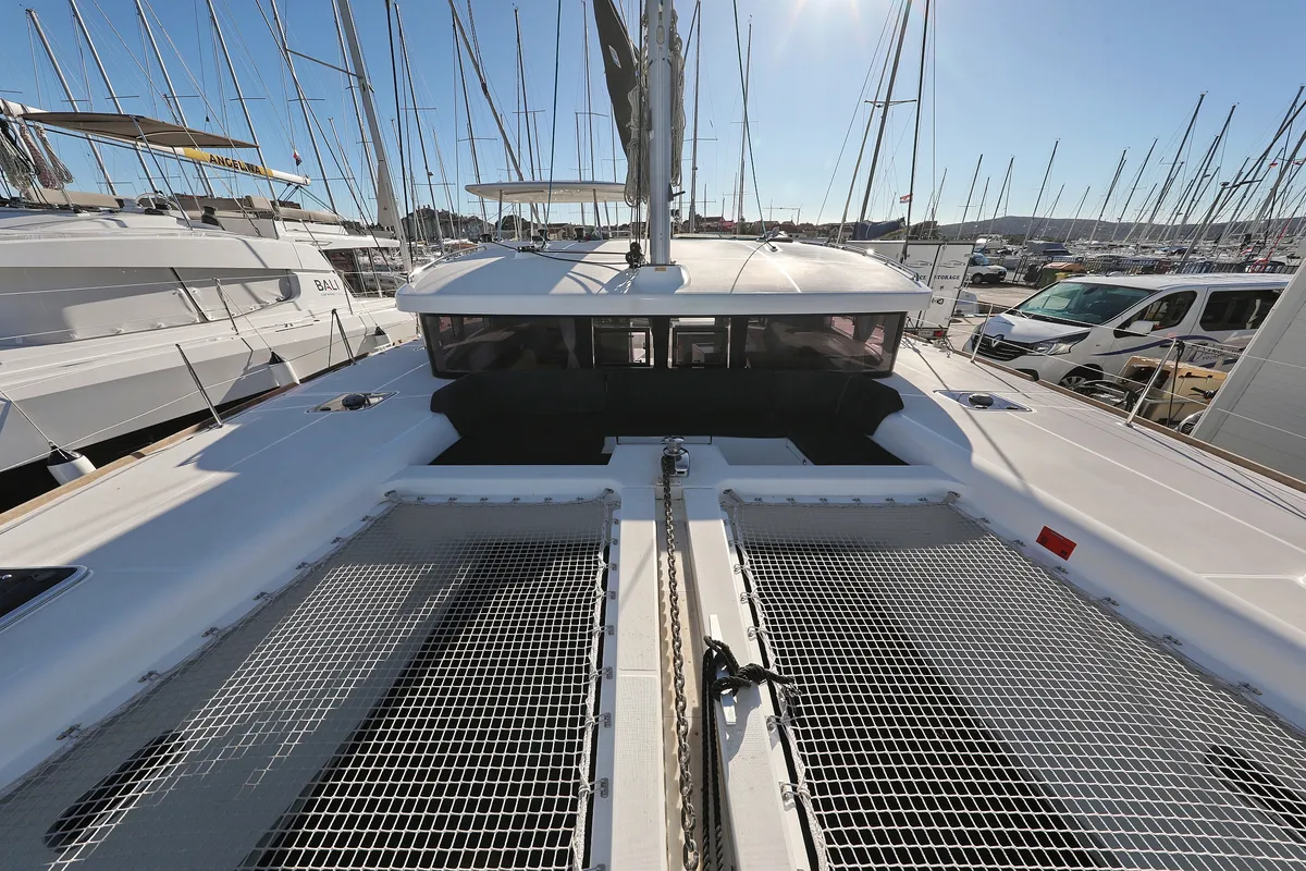 Deck of Adriatic Queen, a Lagoon 450 S catamaran at Biograd na Moru, Croatia