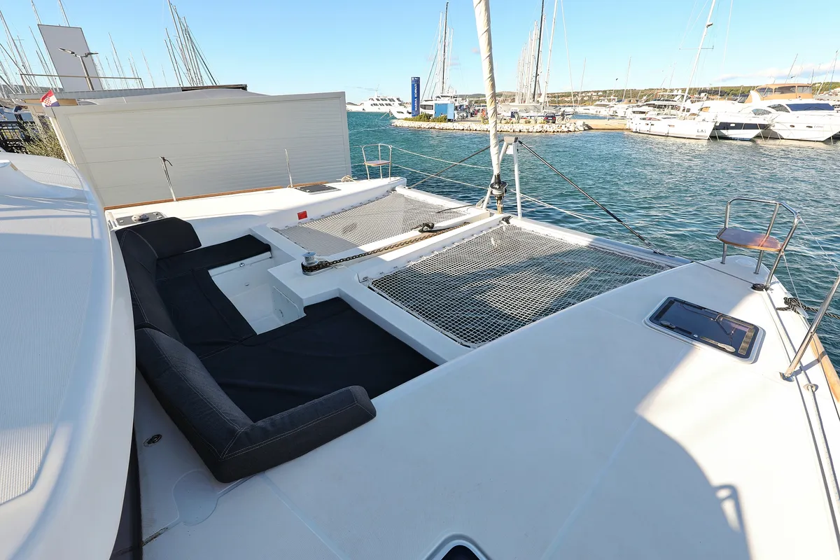 Deck of Adriatic Queen, a Lagoon 450 S catamaran at Biograd na Moru, Croatia