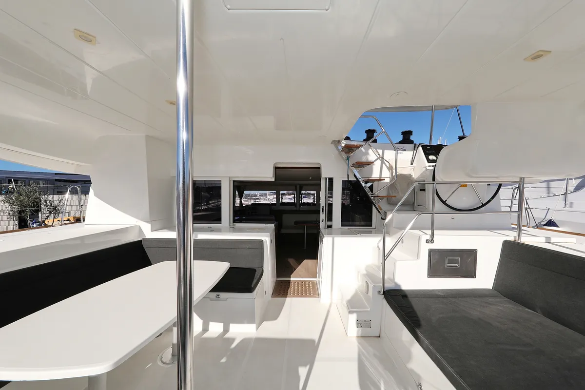 Deck of Adriatic Queen, a Lagoon 450 S catamaran at Biograd na Moru, Croatia