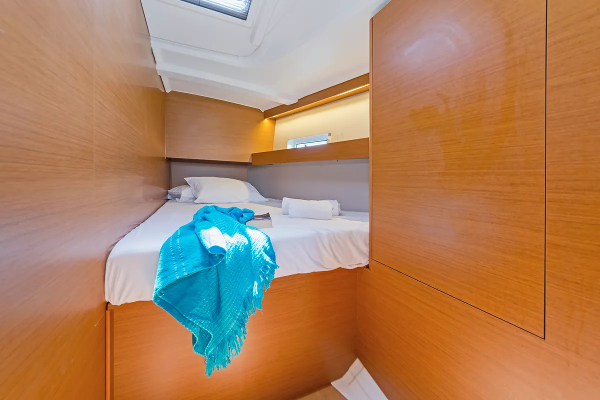 Cabin on Captain George, a Jeanneau Sun Odyssey 490 sailboat at Municipal Unit of Rhodes, Greece