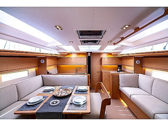 Salon of Blue Moon, a Dufour 520 Grand Large sailboat at Preveza, Greece