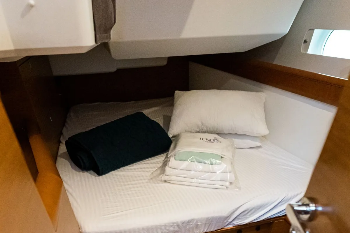 Cabin on FILIPPOS I  Boat location in LEFKAS MARINA, D-marin  1 SUP FREE, a Jeanneau Sun Odyssey 479 sailboat at Municipal U…