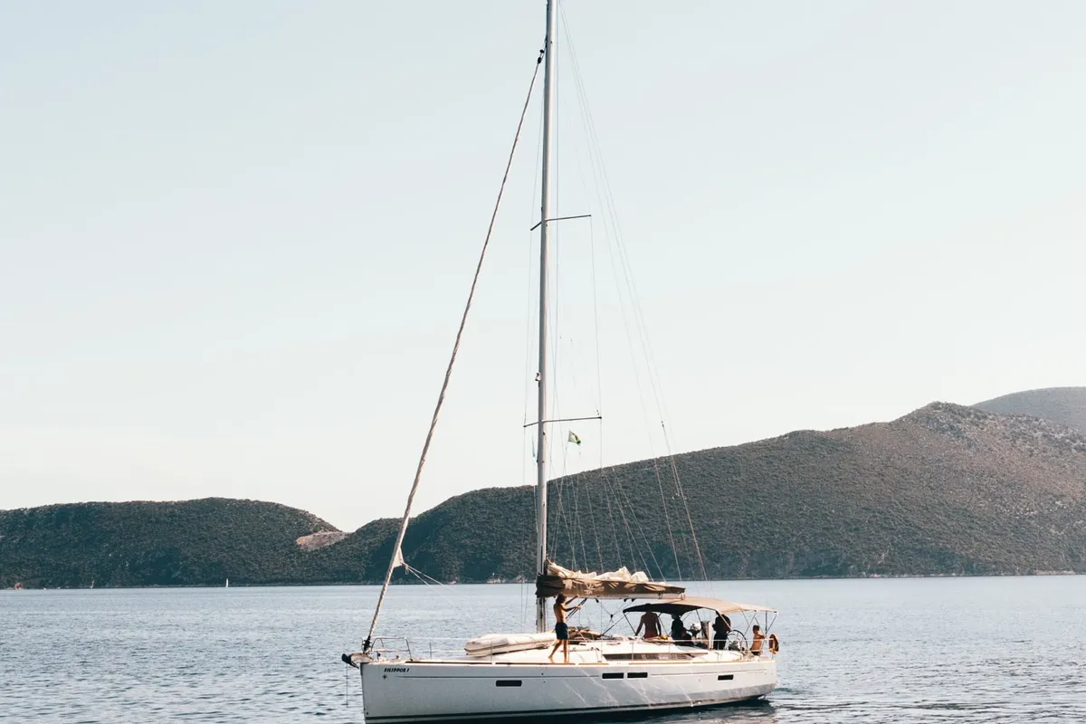 Exterior view of FILIPPOS I Boat location in LEFKAS MARINA, D-marin 1 SUP FREE, a Jeanneau Sun Odyssey 479 sailboat at Mun…
