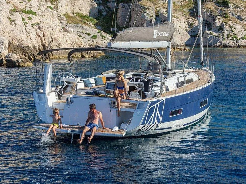 Exterior view of Vita, a Dufour 530 sailboat at Grad Šibenik, Croatia