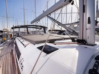 Deck of Vita, a Dufour 530 sailboat at Šibenik, Croatia