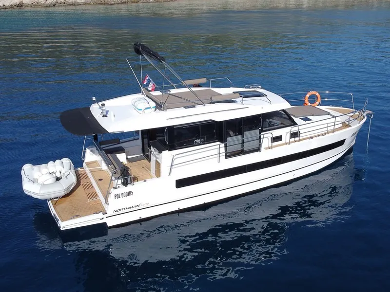 Exterior view of Maya Bay 3, a Northman 1200 motorboat at Split, Croatia