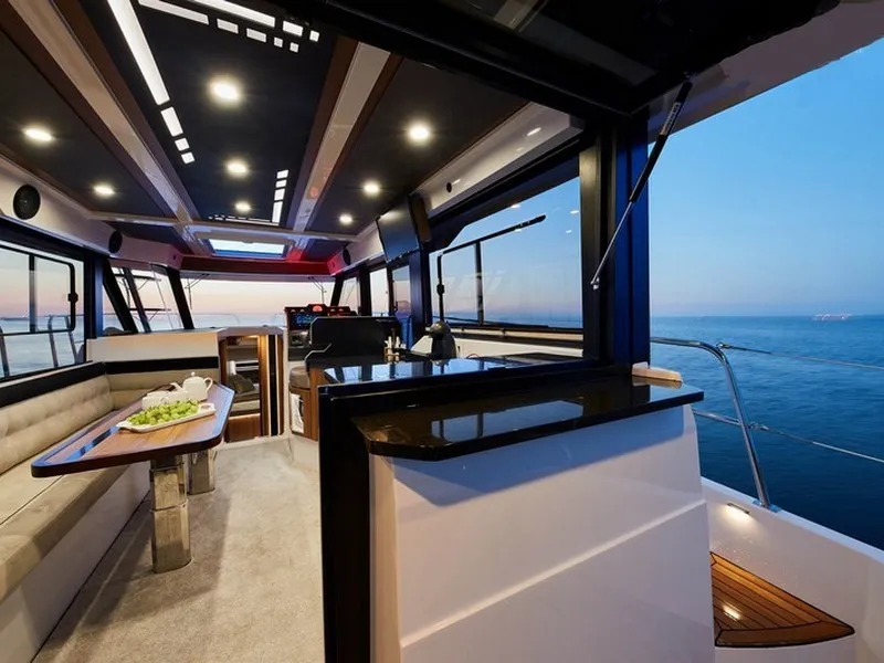 Salon of Maya Bay 3, a Northman 1200 motorboat at Split, Croatia