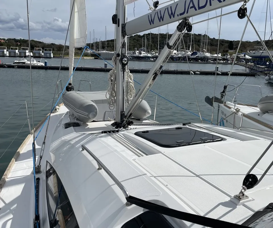 Deck of Blu, a Elan Impression 40.1 sailboat at Grad Pula, Croatia