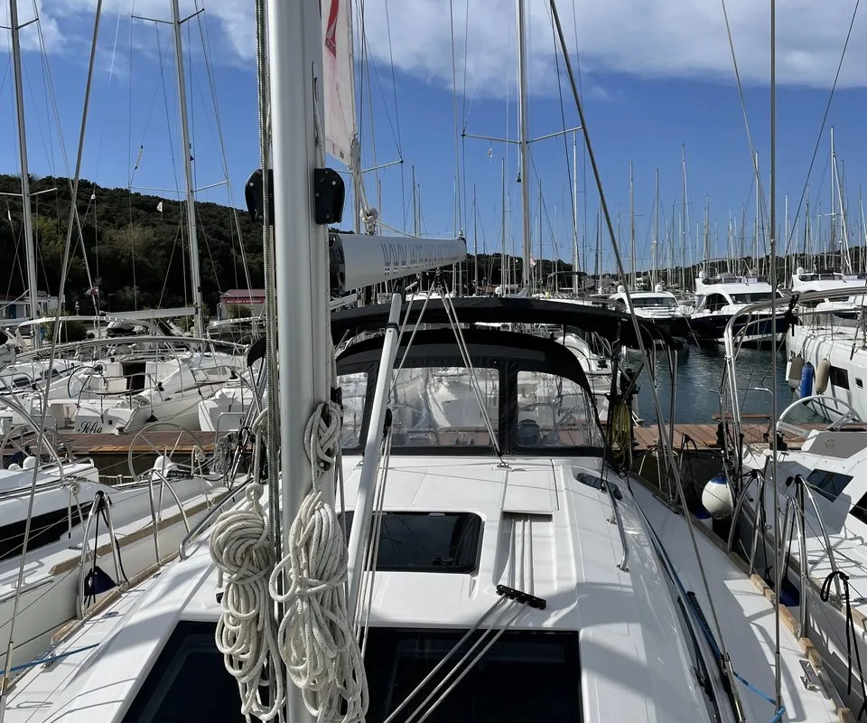 Deck of Blu, a Elan Impression 40.1 sailboat at Grad Pula, Croatia