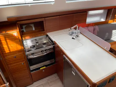 Galley of Blu, a Elan Impression 40.1 sailboat at Grad Pula, Croatia