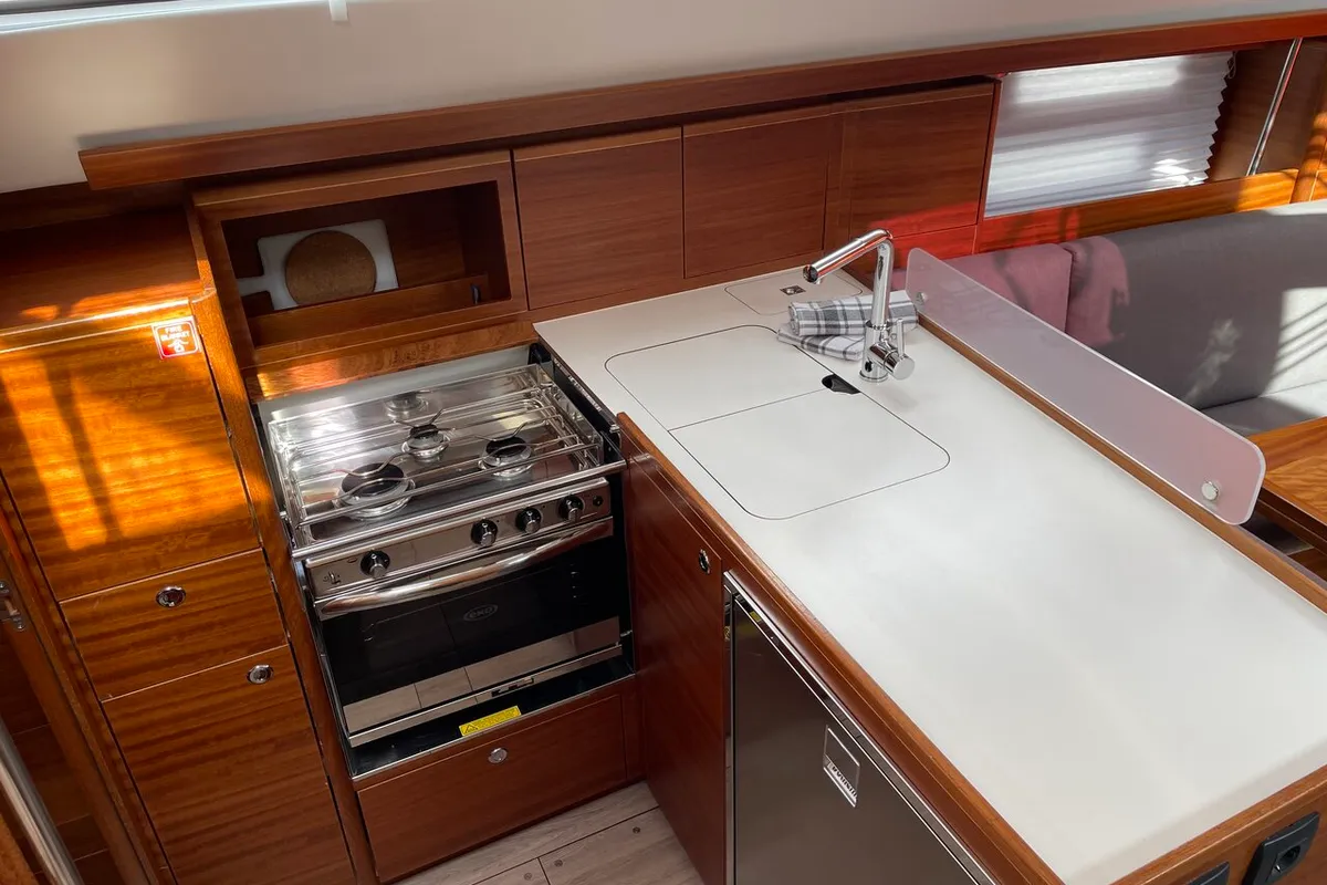 Galley of Blu, a Elan Impression 40.1 sailboat at Grad Pula, Croatia