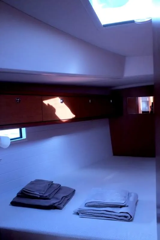 Cabin on Sibylla - bareboat, a Bavaria Cruiser 46 sailboat at Naples, Italy