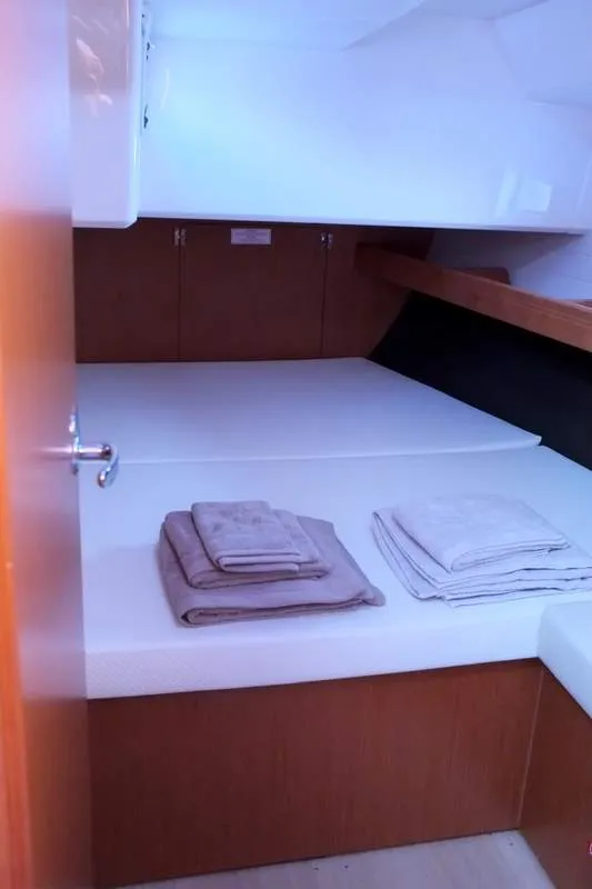 Cabin on Sibylla - bareboat, a Bavaria Cruiser 46 sailboat at Naples, Italy
