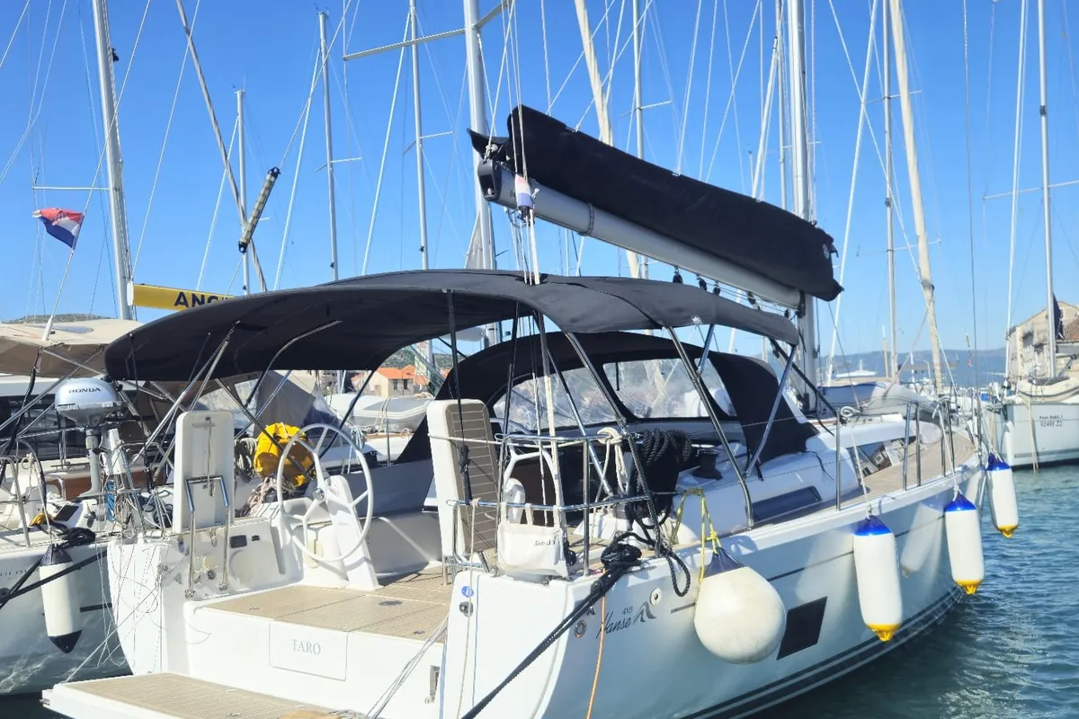 Faro, a Hanse 418 sailboat at Grad Biograd na Moru, Croatia