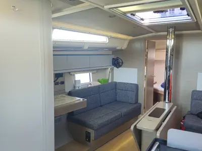 Salon of Faro, a Hanse 418 sailboat at Biograd na Moru, Croatia