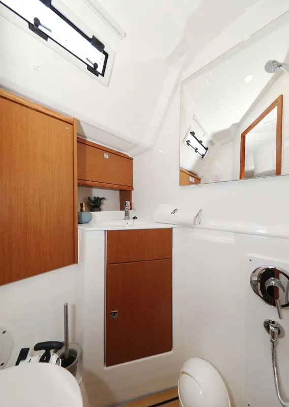 Head on Cala Mawa, a Bavaria Cruiser 46 Style sailboat at Grad Trogir, Croatia