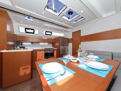 Galley of Cala Mawa, a Bavaria Cruiser 46 Style sailboat at Grad Trogir, Croatia