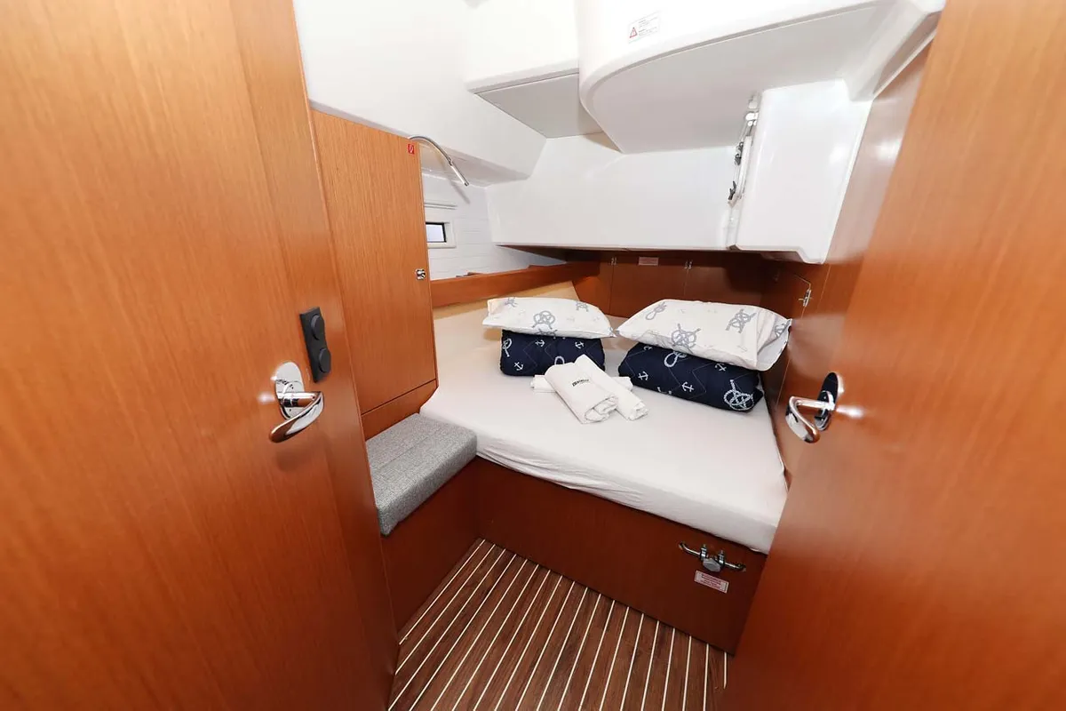 Cabin on Cala Mawa, a Bavaria Cruiser 46 Style sailboat at Grad Trogir, Croatia